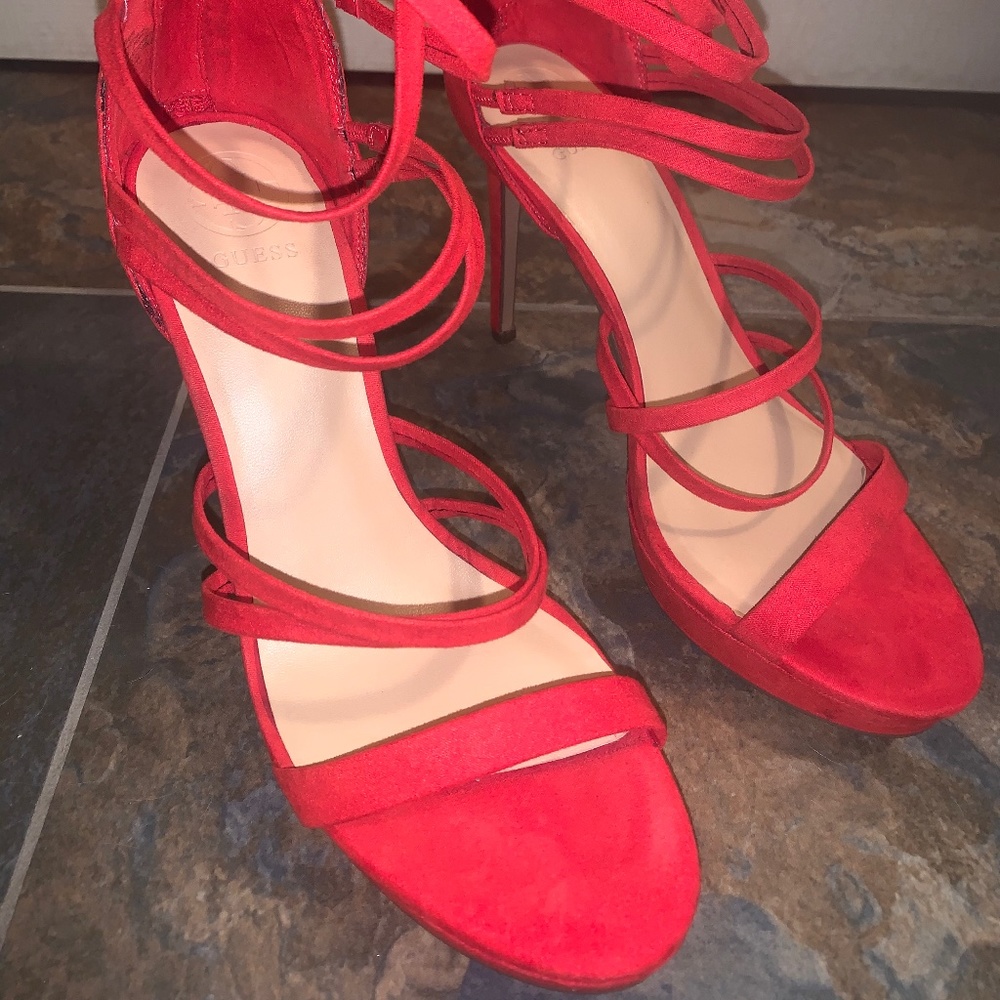 Guess strappy red heels